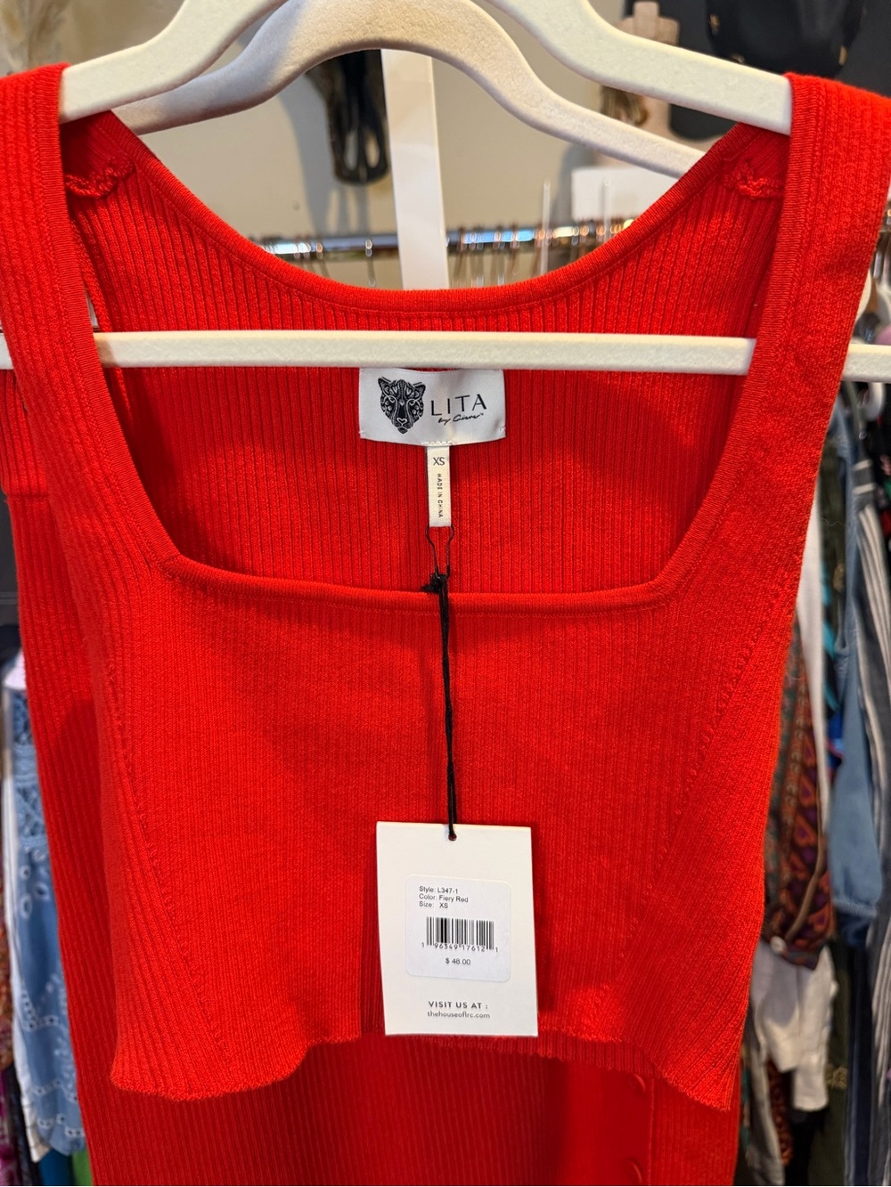 NWT LITA Ciara Sleeveless Ribbed Mini Dress in Fiery Red - Picture 4 of 5